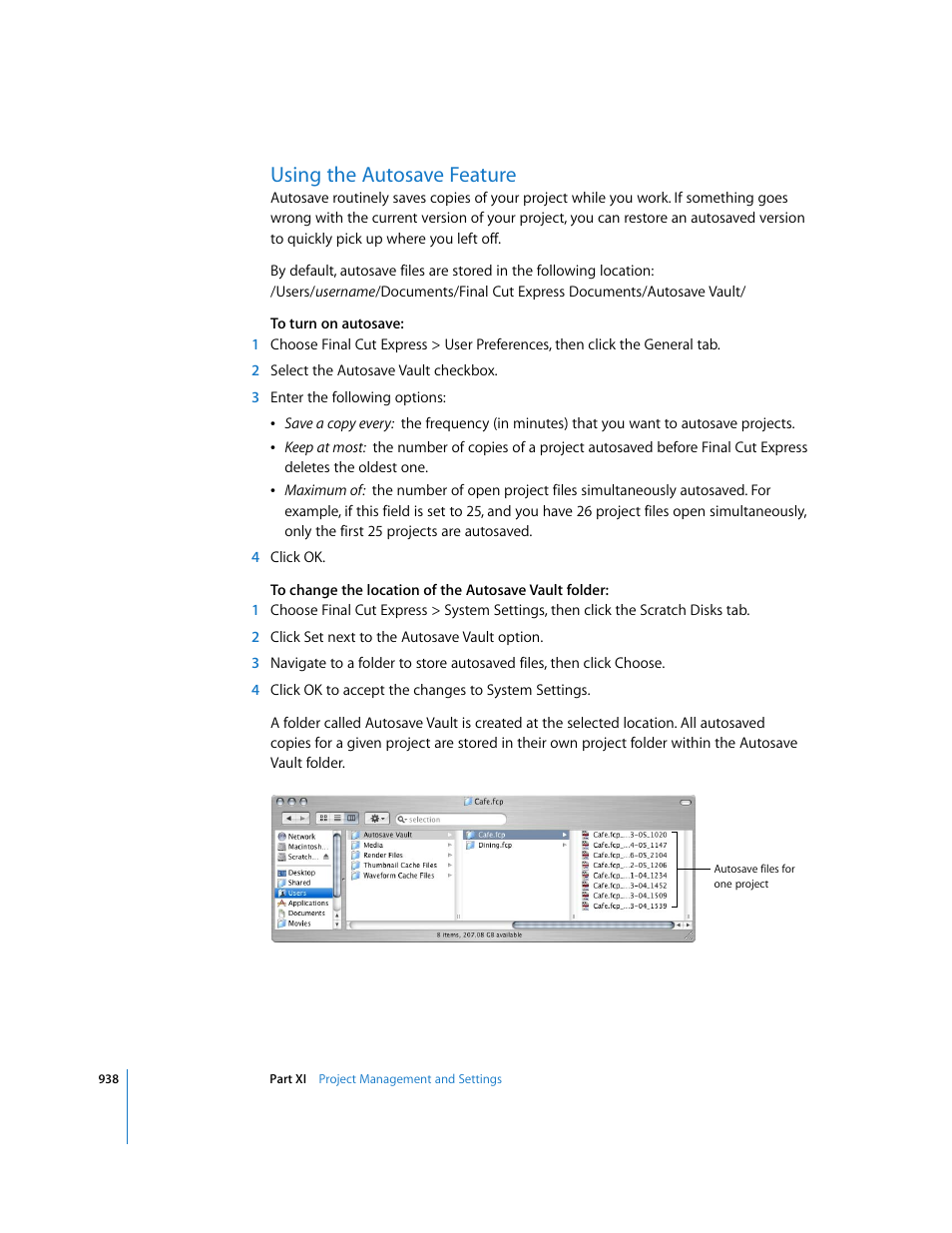 Using the autosave feature | Apple Final Cut Express 4 User Manual | Page 938 / 1152