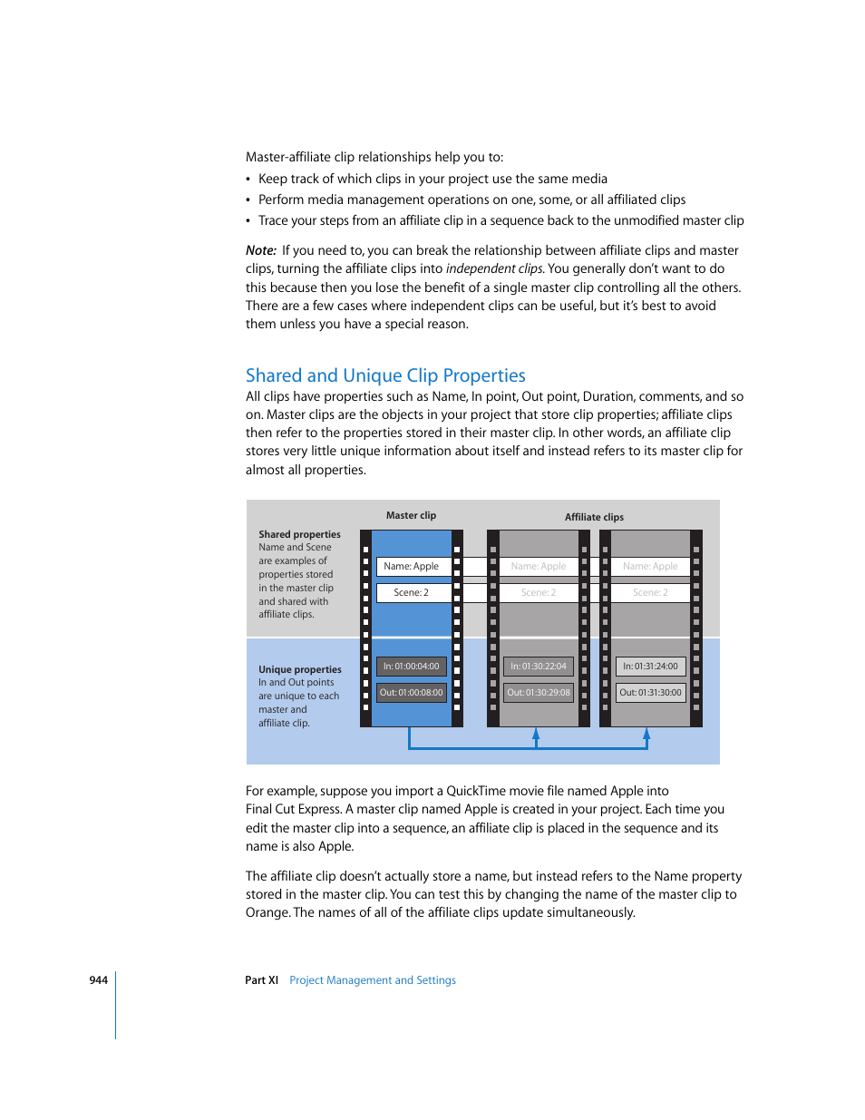 Shared and unique clip properties | Apple Final Cut Express 4 User Manual | Page 944 / 1152