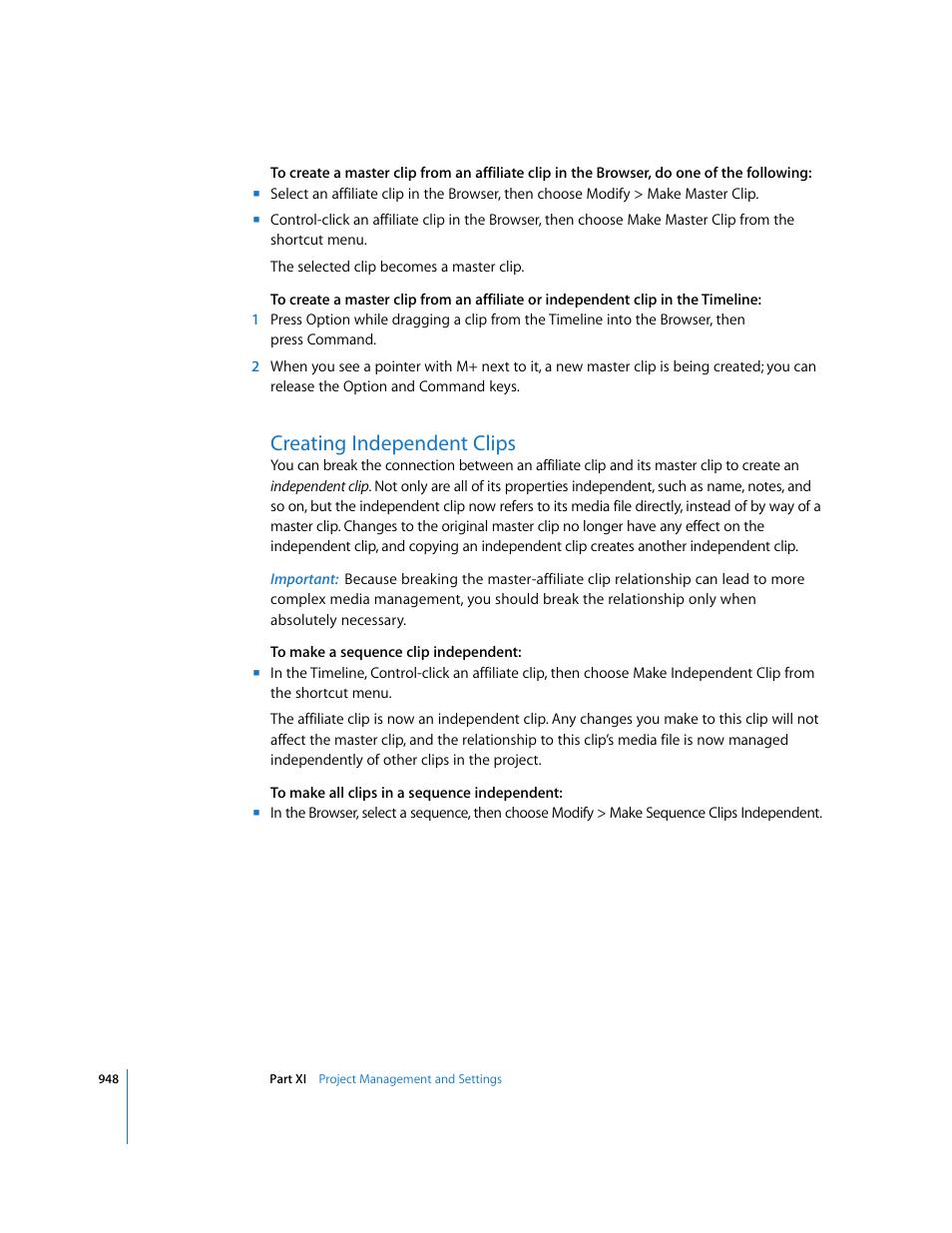 Creating independent clips | Apple Final Cut Express 4 User Manual | Page 948 / 1152