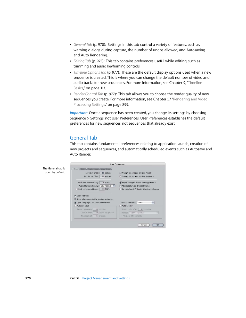 General tab | Apple Final Cut Express 4 User Manual | Page 970 / 1152