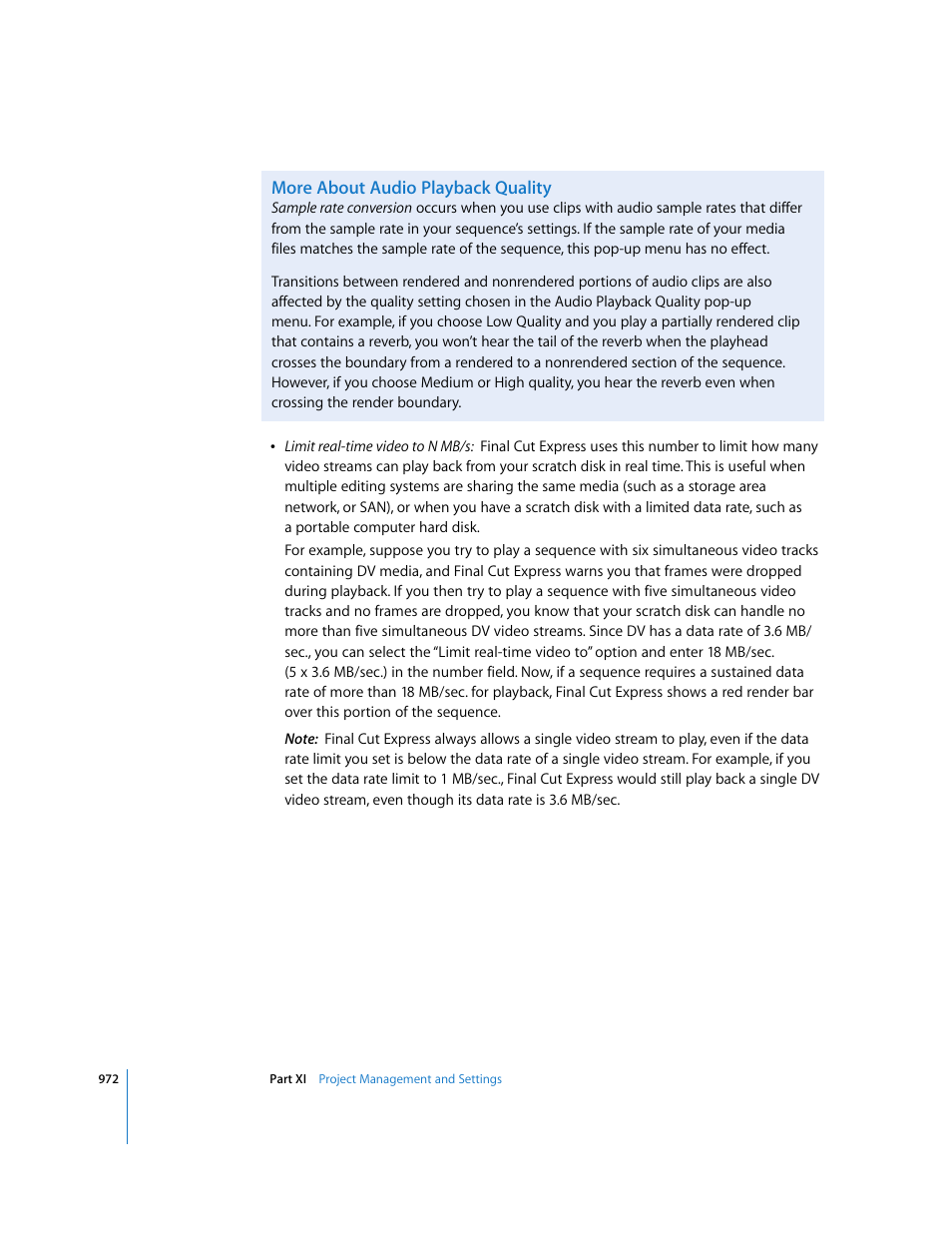 More about audio playback quality | Apple Final Cut Express 4 User Manual | Page 972 / 1152