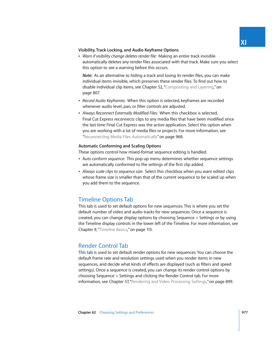 Timeline options tab, Render control tab, P. 977) | Apple Final Cut Express 4 User Manual | Page 977 / 1152
