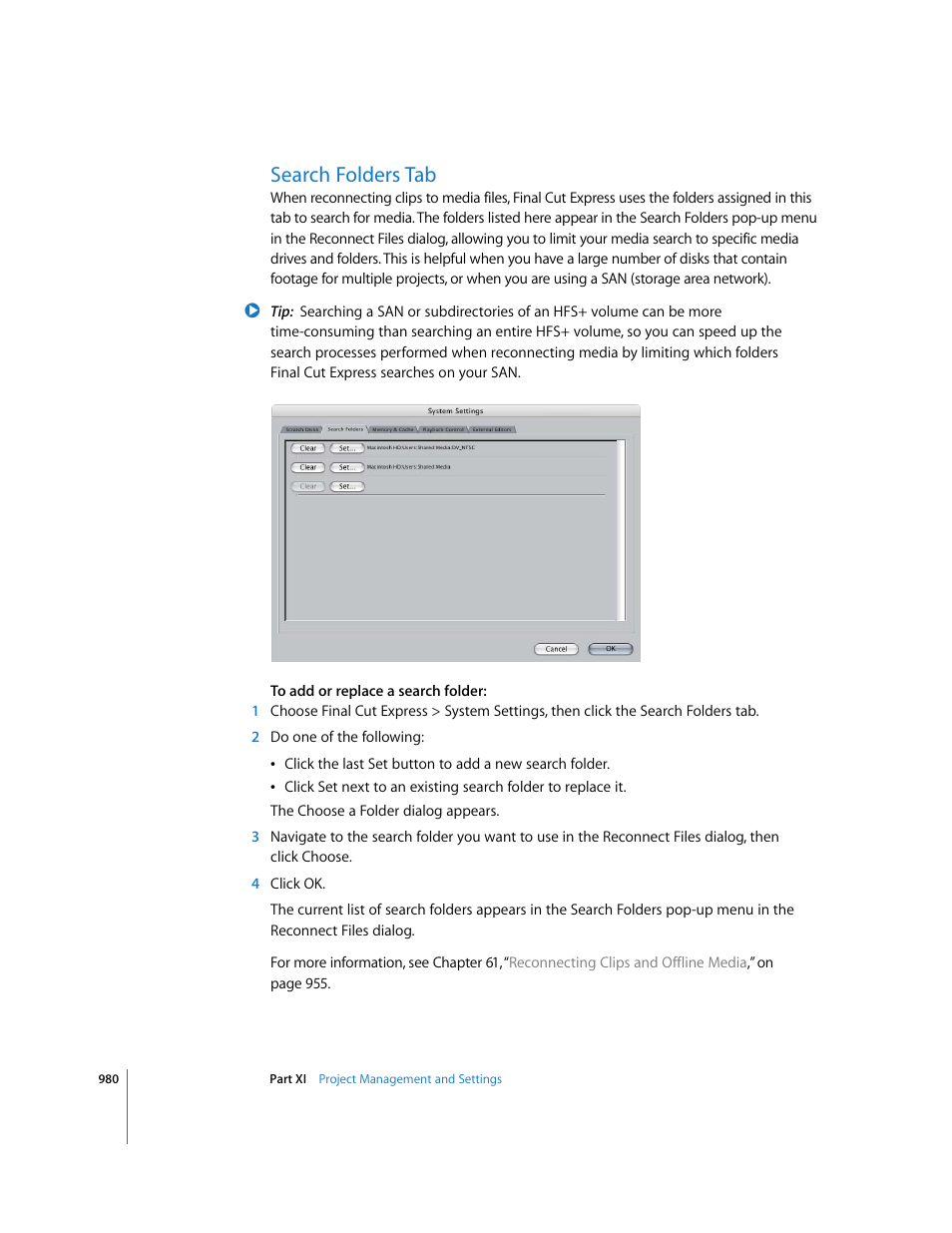 Search folders tab, Search, Folders tab | Apple Final Cut Express 4 User Manual | Page 980 / 1152