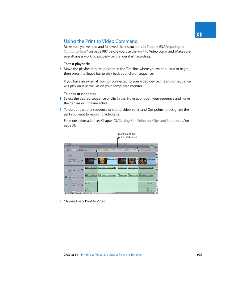 Using the print to video command | Apple Final Cut Express 4 User Manual | Page 995 / 1152