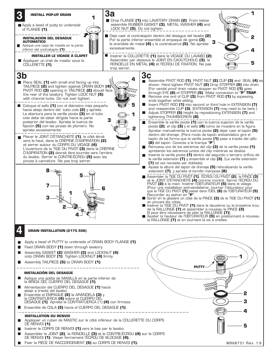 3c 3b | American Standard COLONY SOFT 2175.5 User Manual | Page 2 / 4