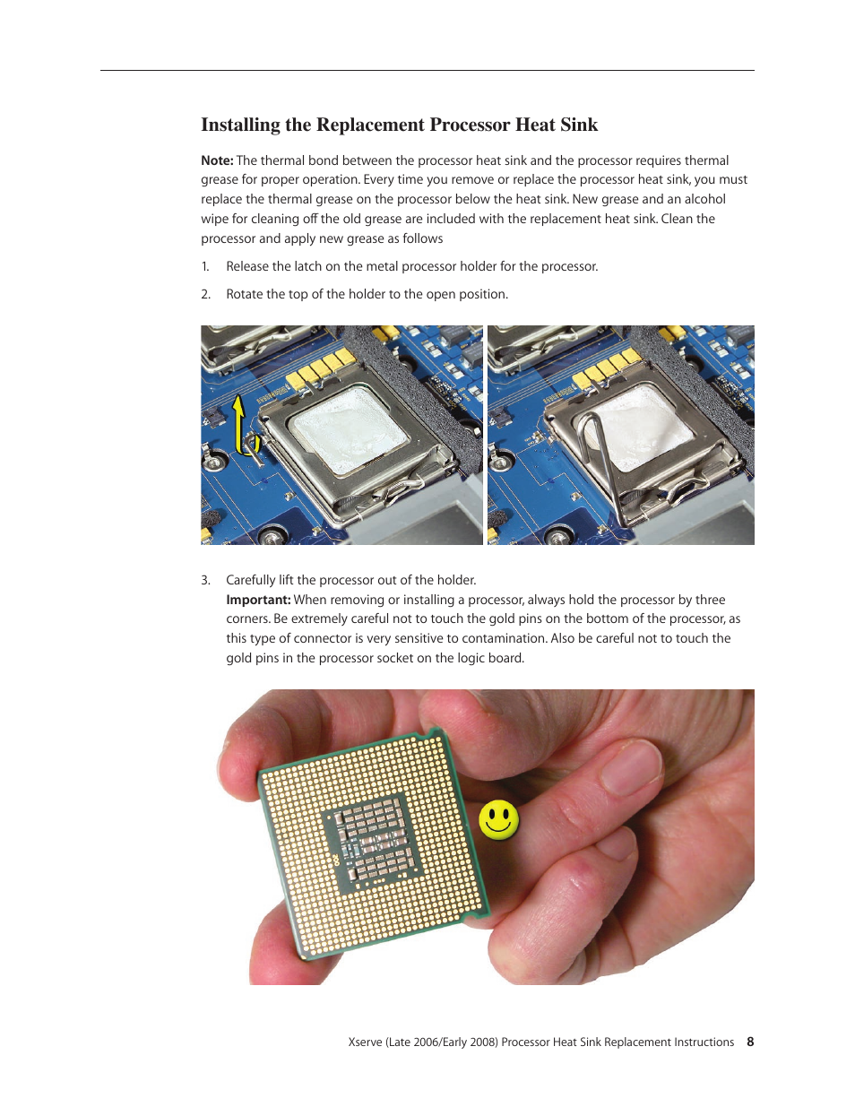 Installing the replacement processor heat sink | Apple Xserve (Early 2008) DIY Procedure for Enclosure User Manual | Page 104 / 169