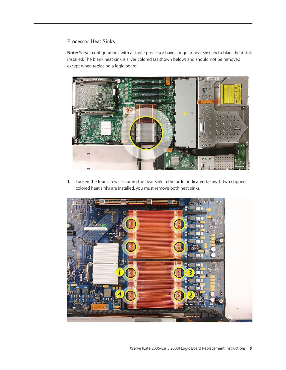 Processor heat sinks | Apple Xserve (Early 2008) DIY Procedure for Enclosure User Manual | Page 119 / 169