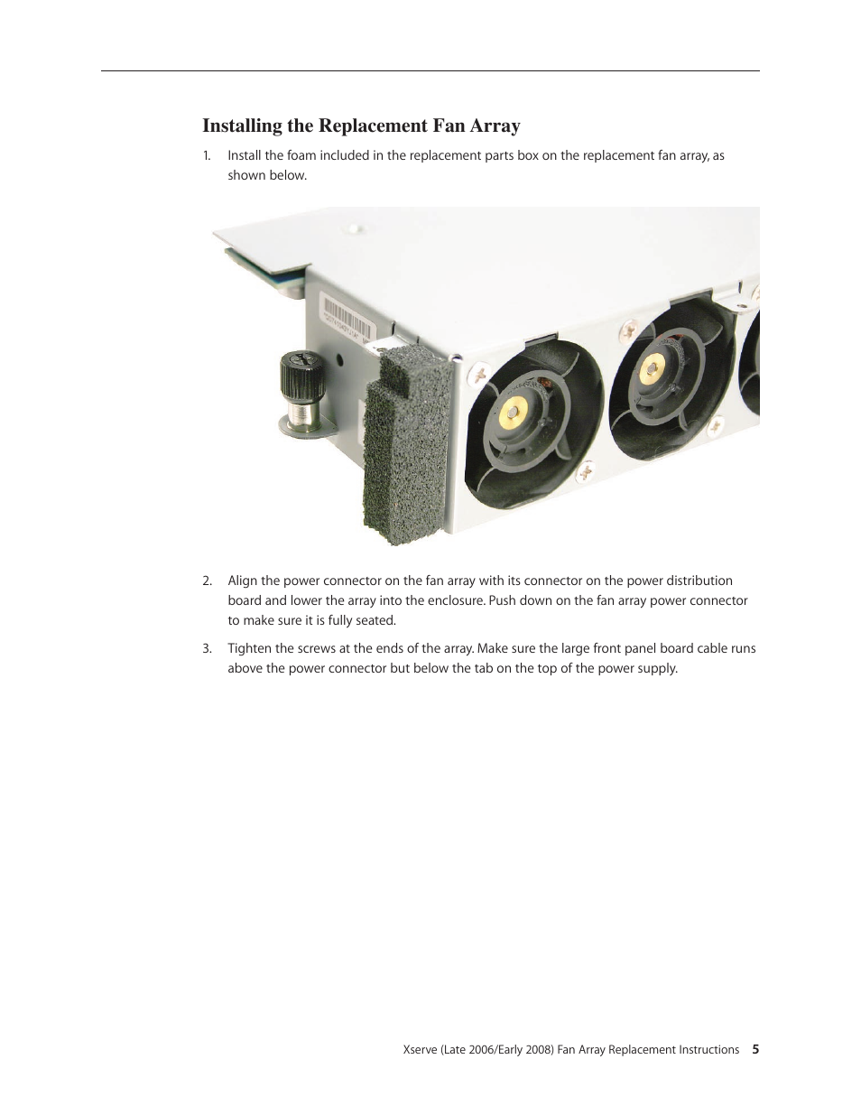 Installing the replacement fan array | Apple Xserve (Early 2008) DIY Procedure for Enclosure User Manual | Page 30 / 169