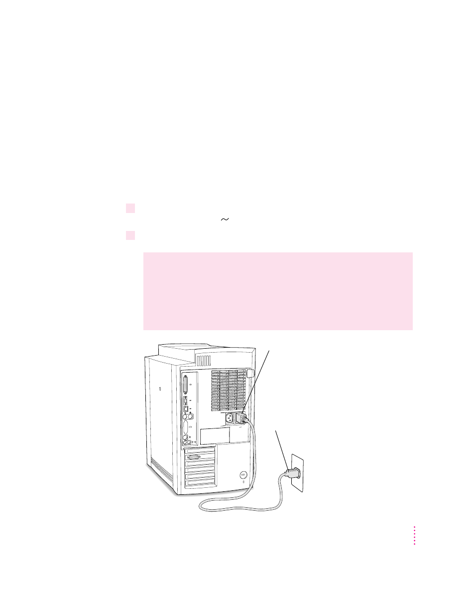 Positioning and plugging in the computer | Apple Power Macintosh 9600 User Manual | Page 3 / 245