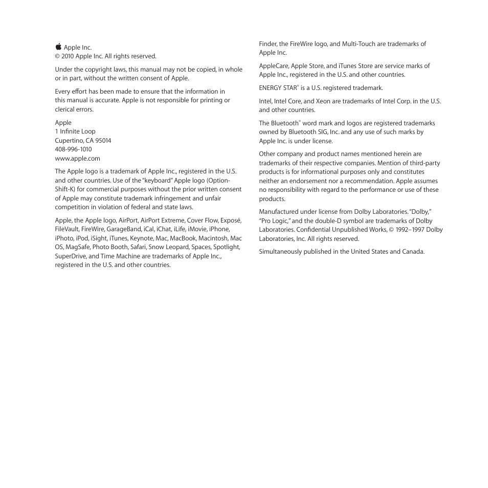 Apple MacBook Pro (13-inch, Mid 2010) User Manual | Page 86 / 88