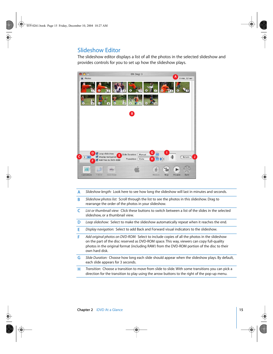 Slideshow editor | Apple iDVD 5 User Manual | Page 15 / 38