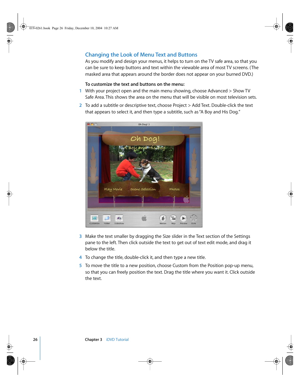 Changing the look of menu text and buttons | Apple iDVD 5 User Manual | Page 26 / 38