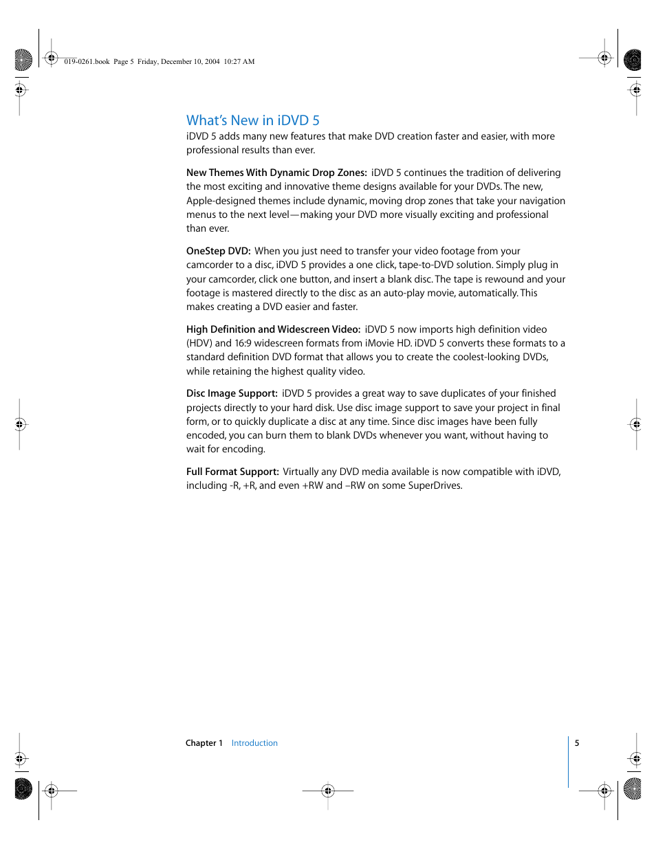 What’s new in idvd 5 | Apple iDVD 5 User Manual | Page 5 / 38