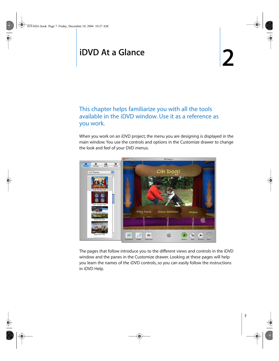 Idvd at a glance, Chapter | Apple iDVD 5 User Manual | Page 7 / 38