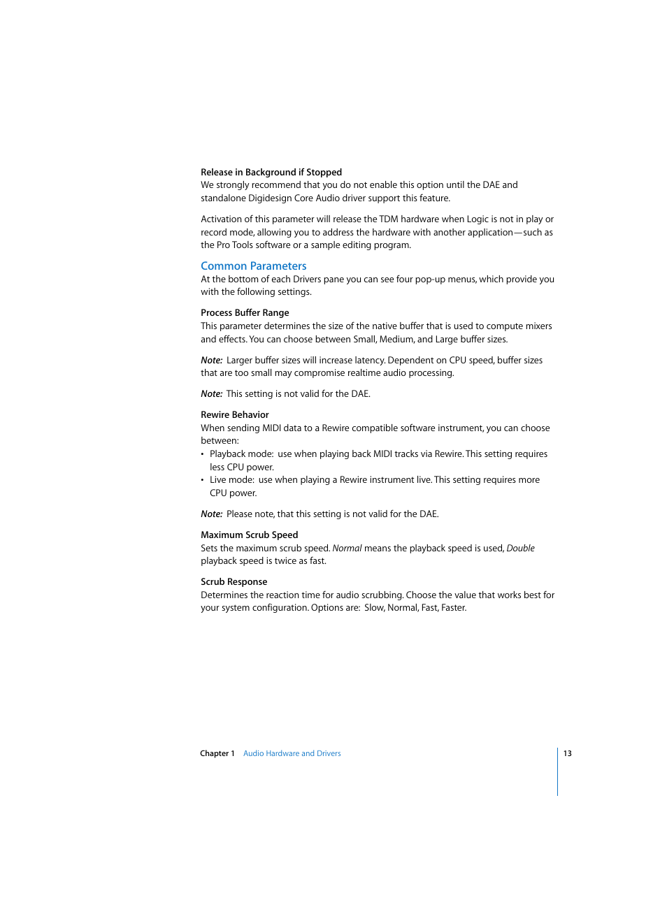 Common parameters | Apple Logic Pro 7 (TDM Guide) User Manual | Page 13 / 52