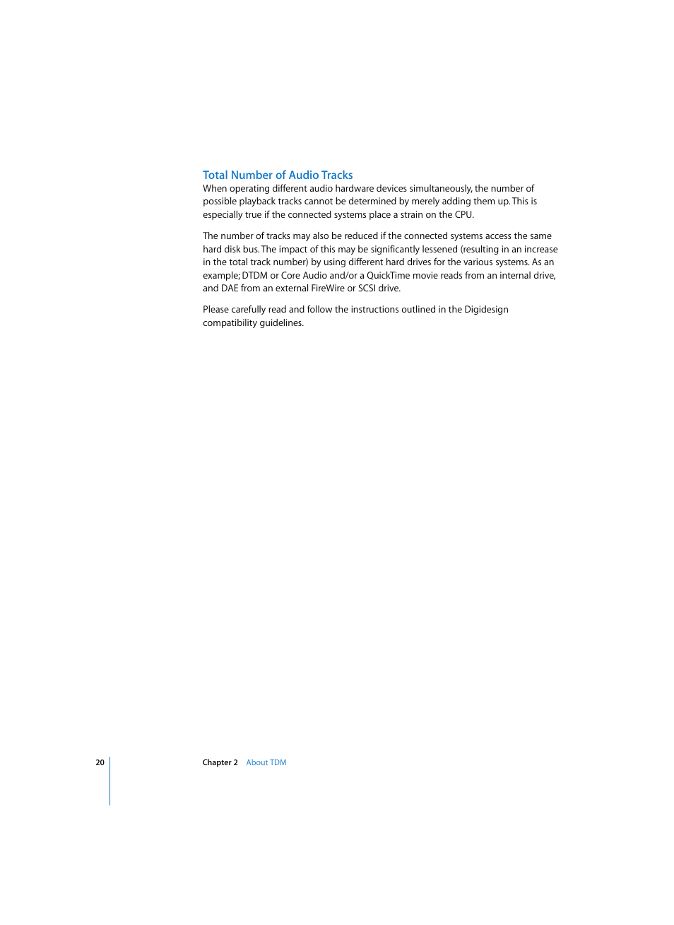 Total number of audio tracks | Apple Logic Pro 7 (TDM Guide) User Manual | Page 20 / 52