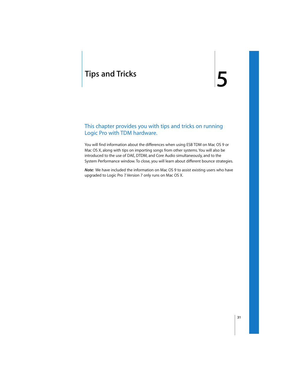 Tips and tricks, Chapter | Apple Logic Pro 7 (TDM Guide) User Manual | Page 31 / 52