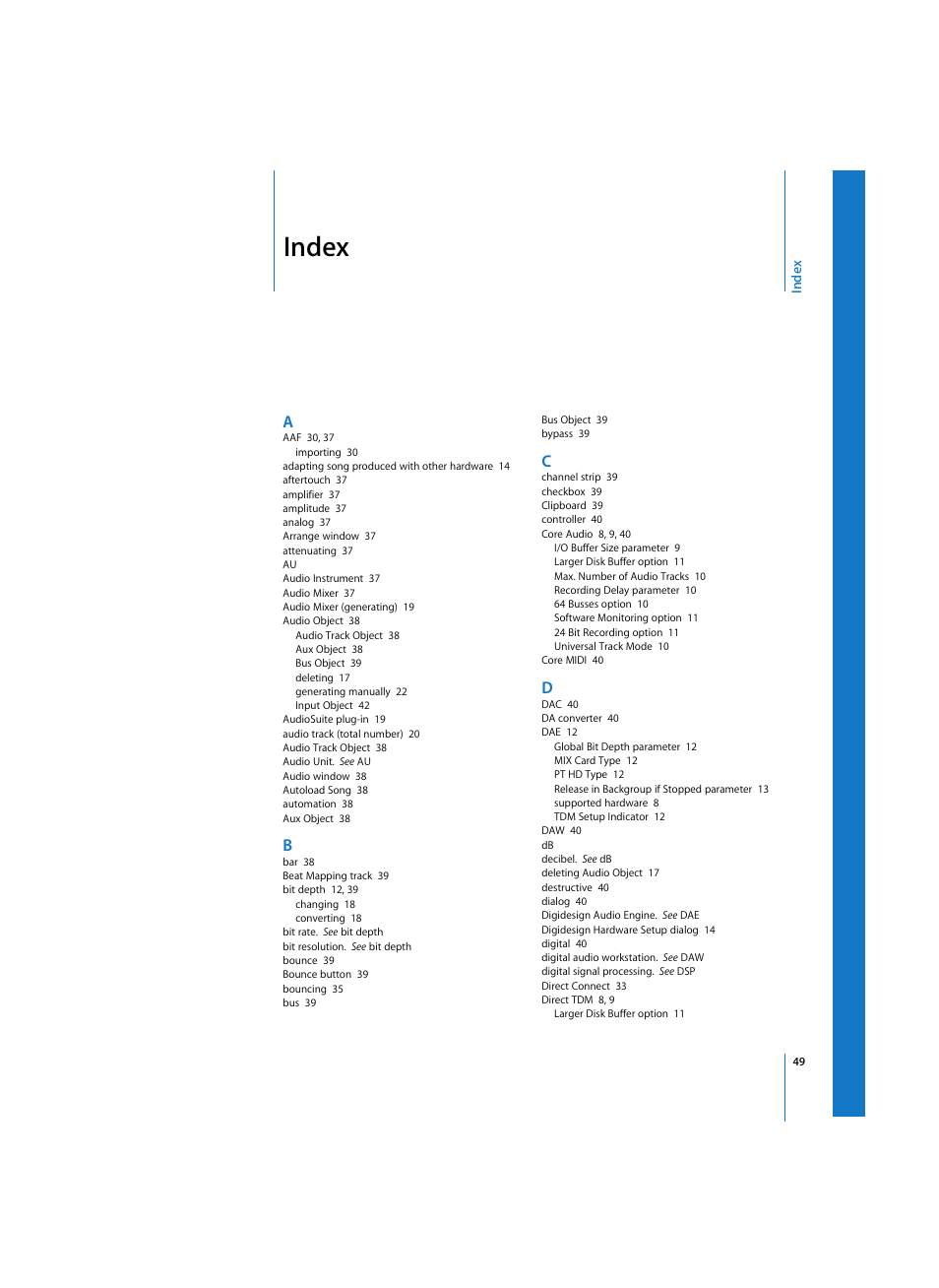 Index | Apple Logic Pro 7 (TDM Guide) User Manual | Page 49 / 52