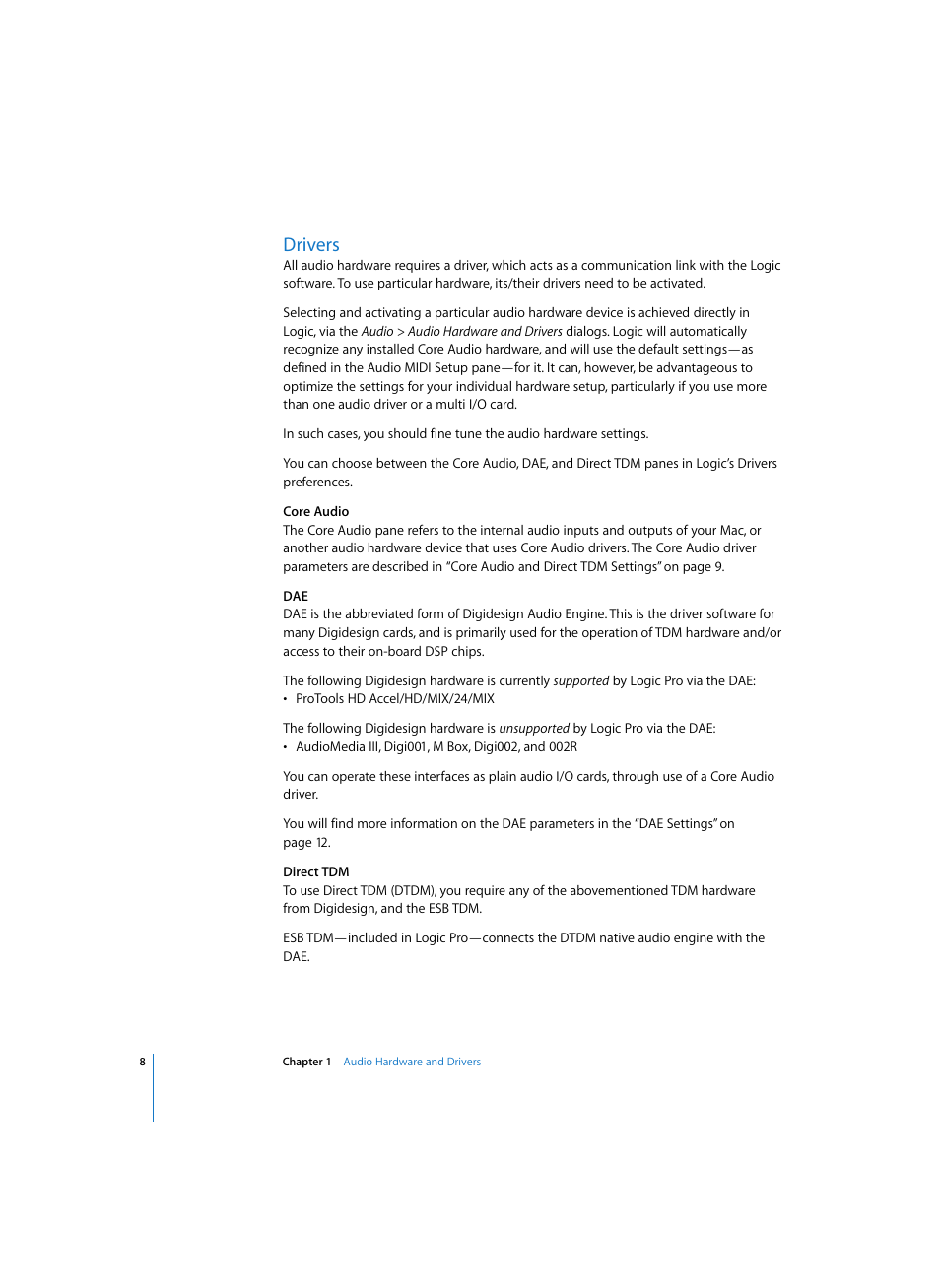 Drivers | Apple Logic Pro 7 (TDM Guide) User Manual | Page 8 / 52