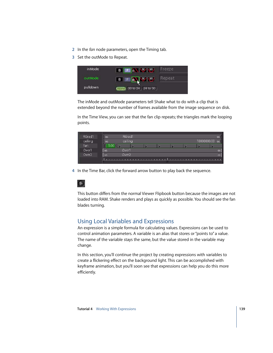Using local variables and expressions | Apple Shake 4 Tutorials User Manual | Page 139 / 260
