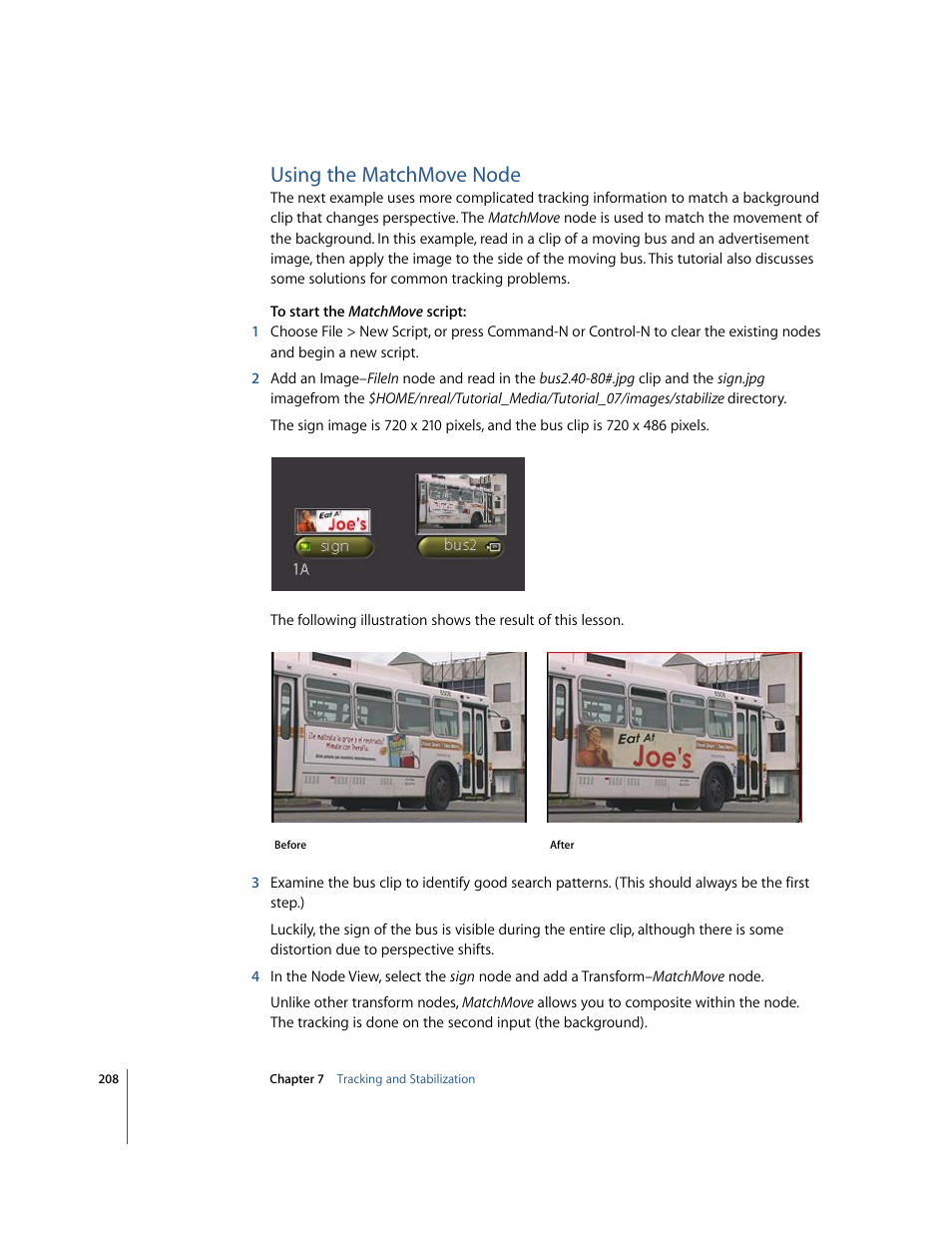 Using the matchmove node | Apple Shake 4 Tutorials User Manual | Page 208 / 260