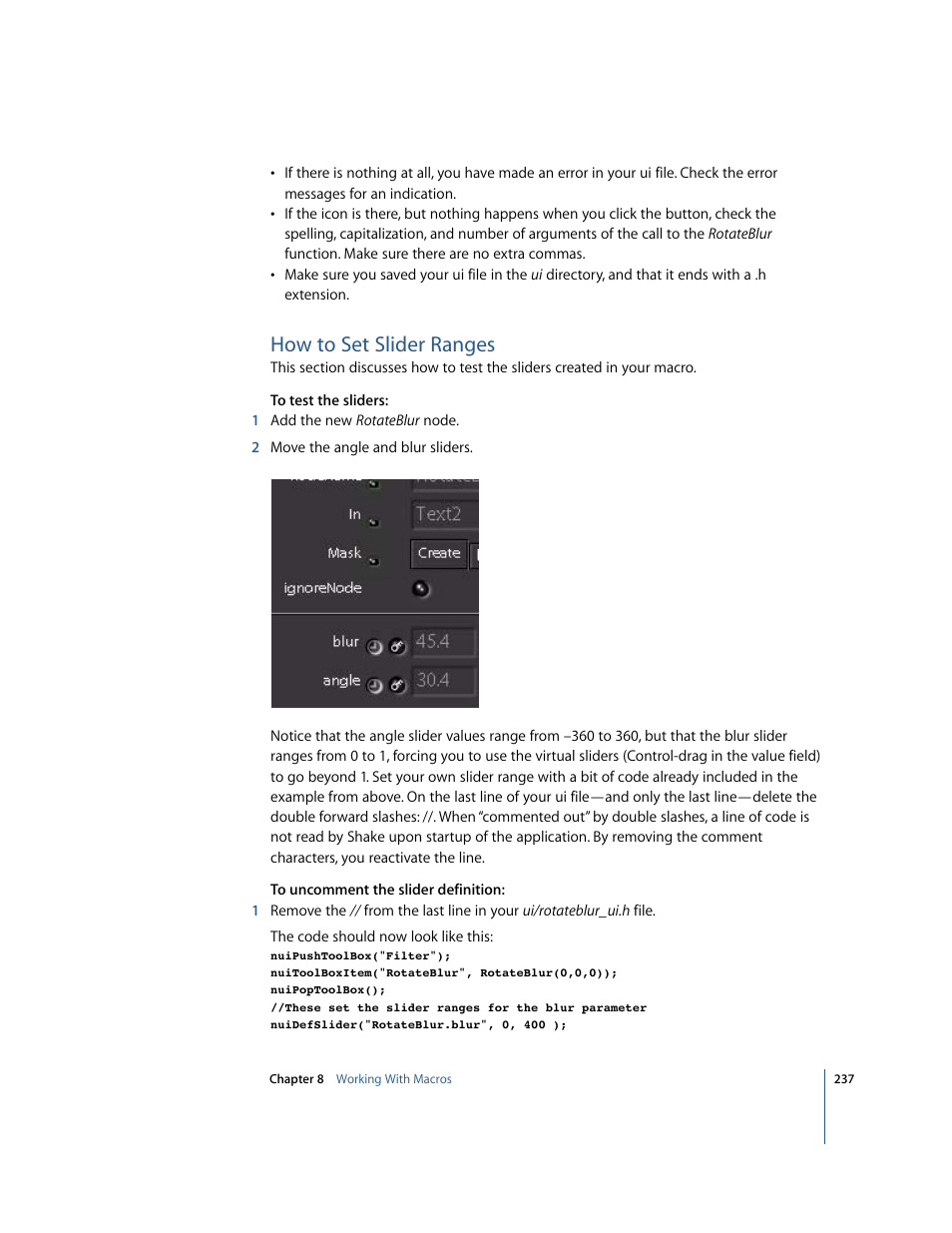 How to set slider ranges | Apple Shake 4 Tutorials User Manual | Page 237 / 260
