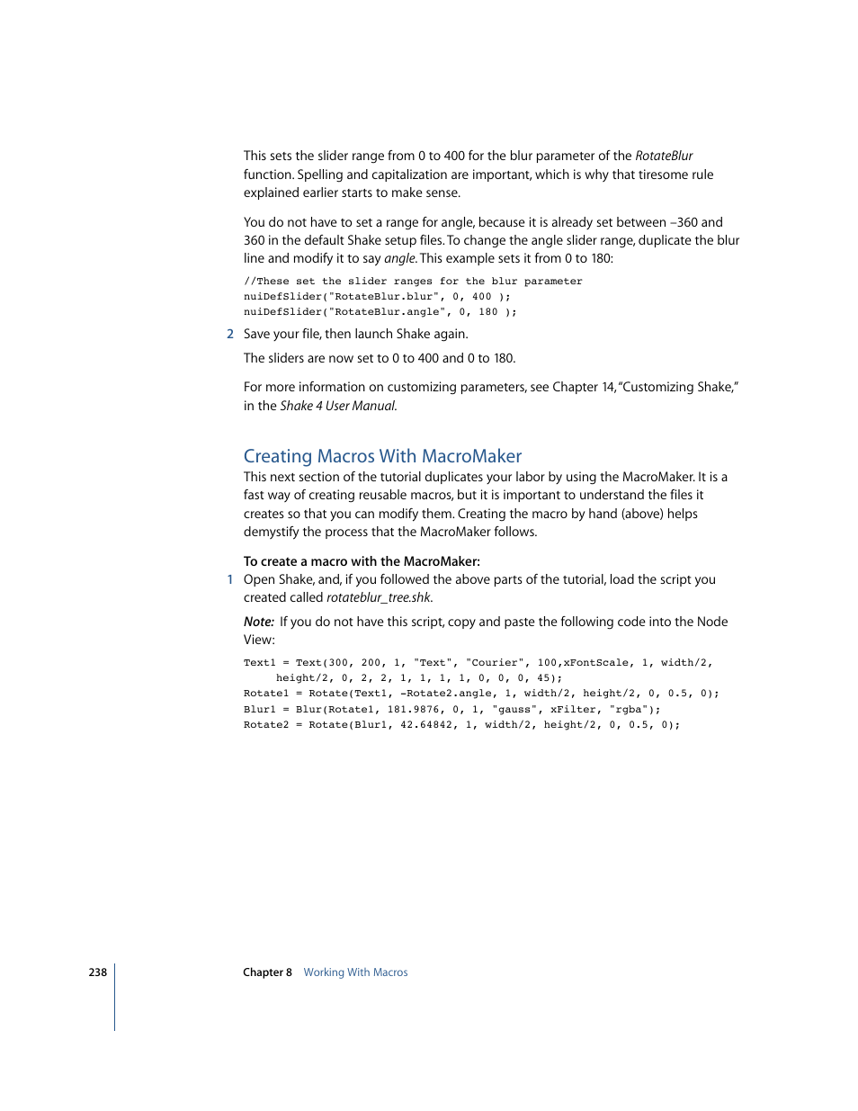 Creating macros with macromaker, Tutorial summary | Apple Shake 4 Tutorials User Manual | Page 238 / 260