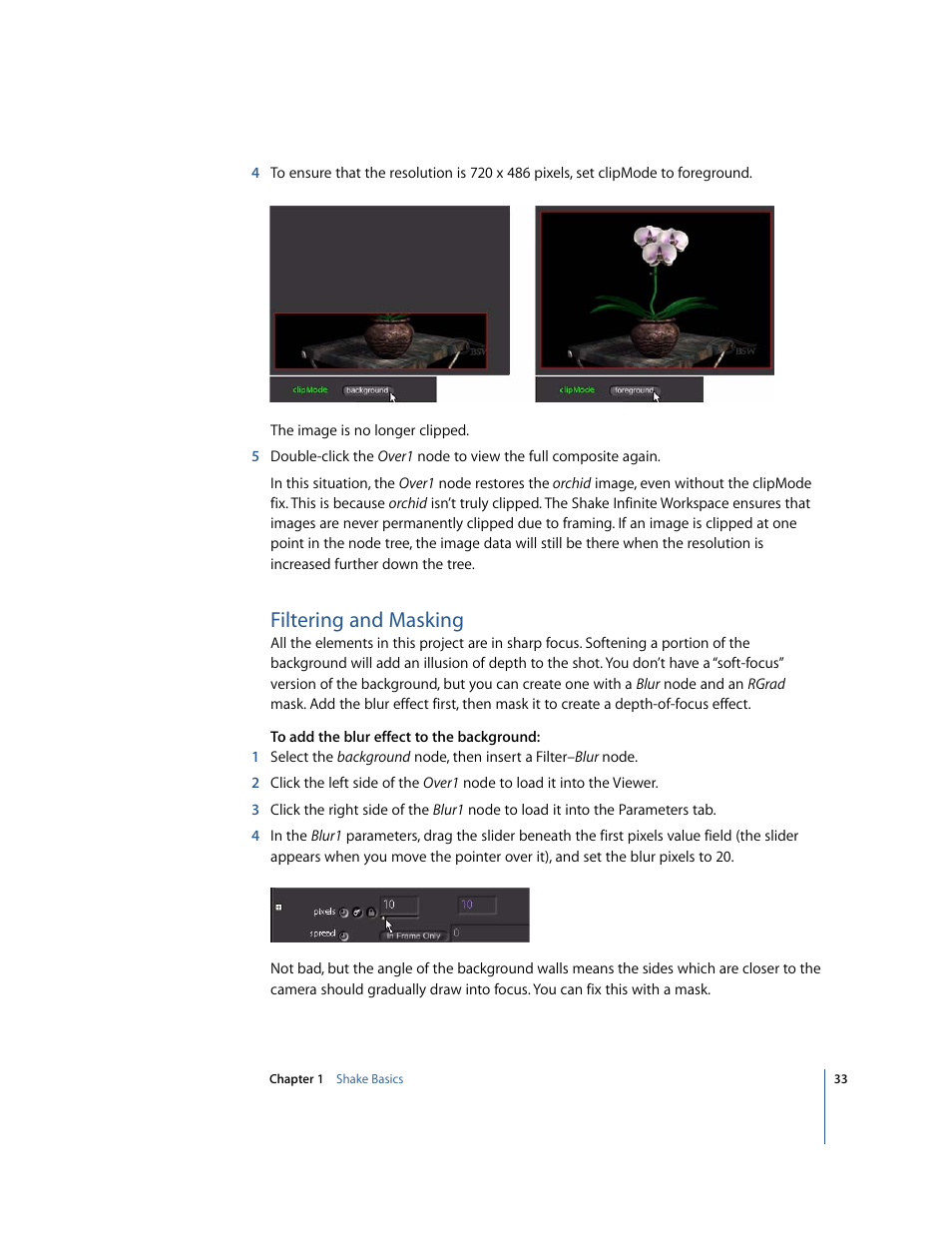 Filtering and masking | Apple Shake 4 Tutorials User Manual | Page 33 / 260
