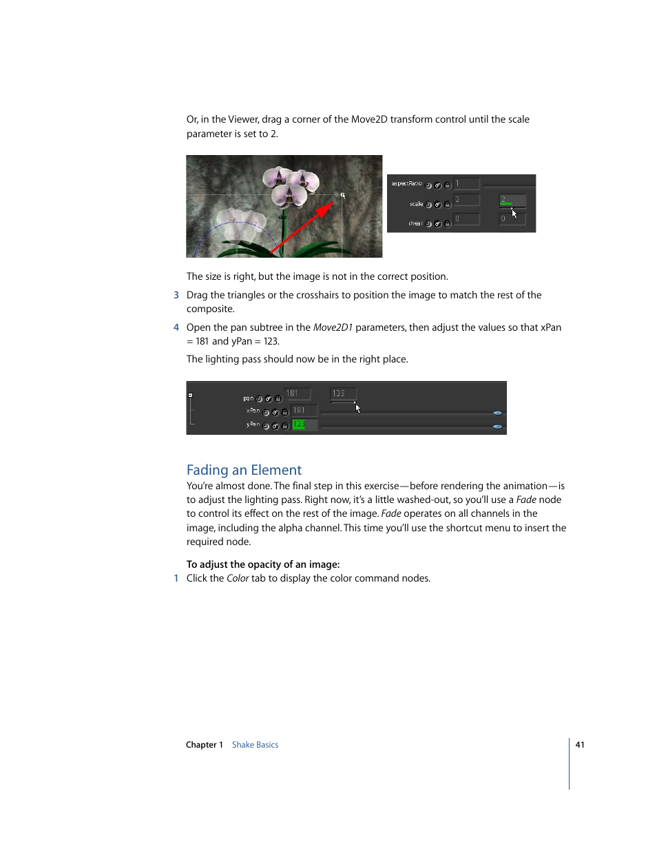 Fading an element | Apple Shake 4 Tutorials User Manual | Page 41 / 260