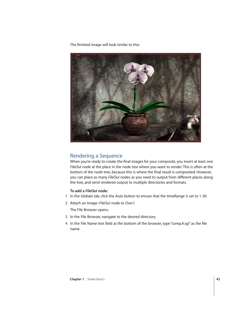 Rendering a sequence | Apple Shake 4 Tutorials User Manual | Page 43 / 260