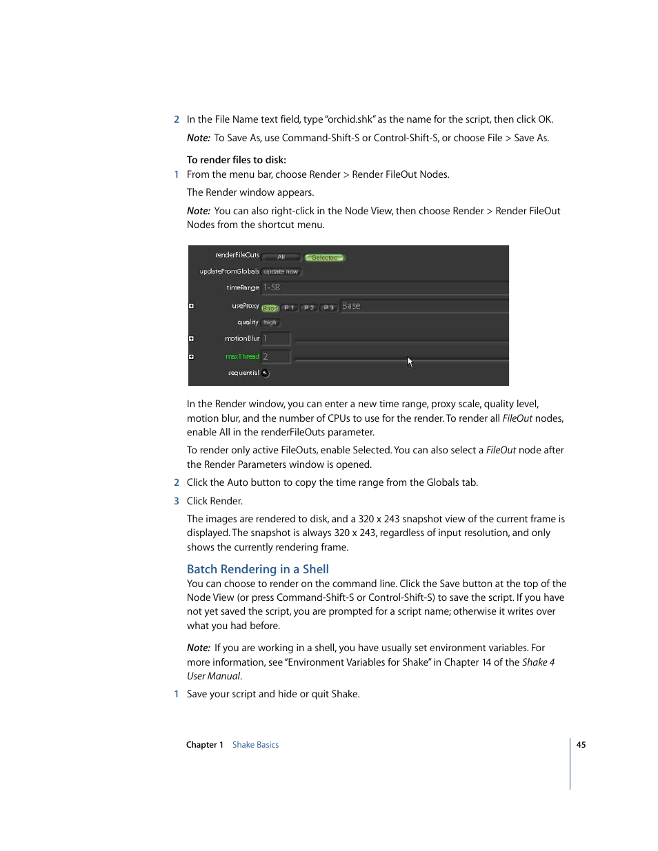 Batch rendering in a shell | Apple Shake 4 Tutorials User Manual | Page 45 / 260