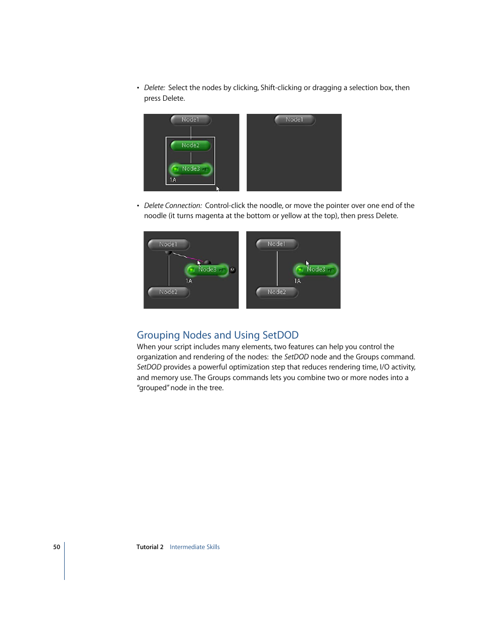 Grouping nodes and using setdod | Apple Shake 4 Tutorials User Manual | Page 50 / 260