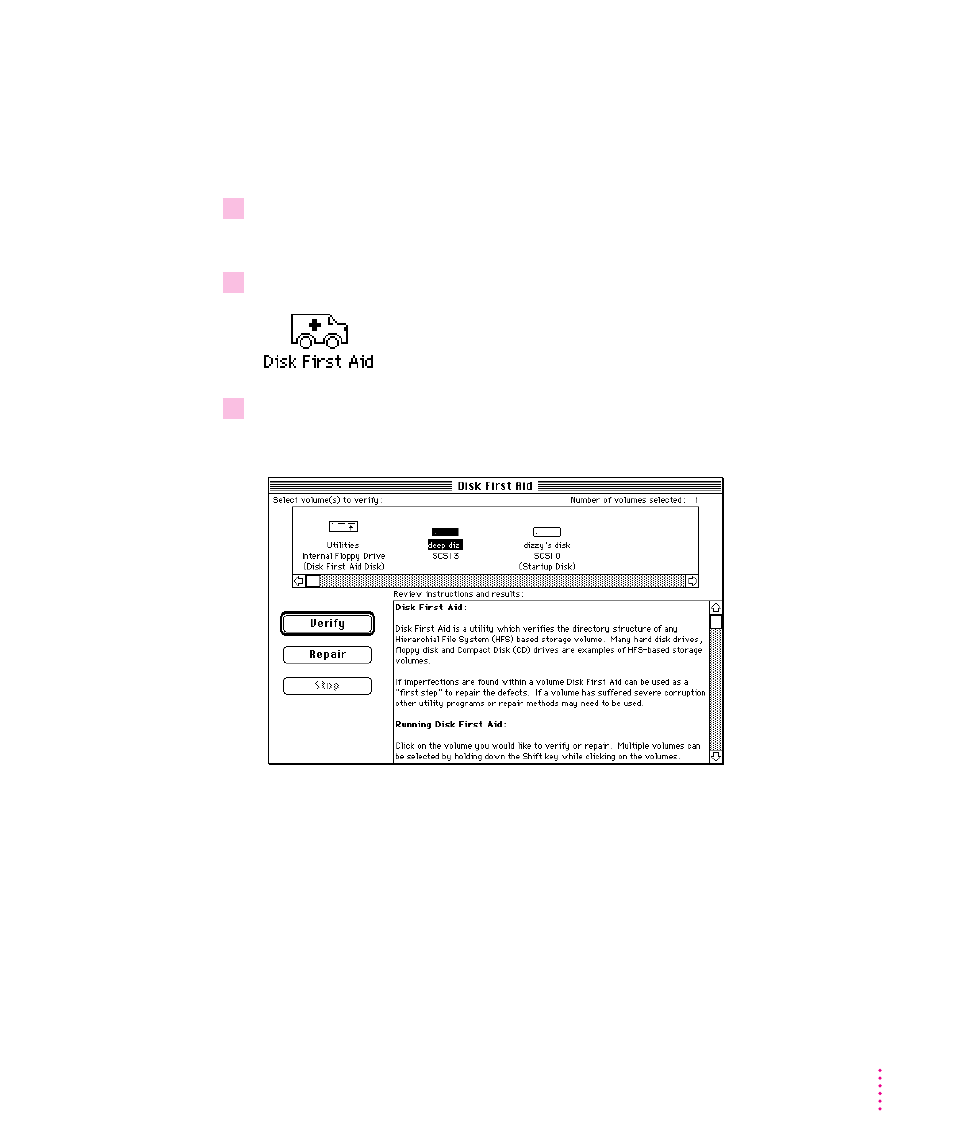 How to repair a hard disk or floppy disk | Apple Macintosh Performa 6100 Series User Manual | Page 79 / 143