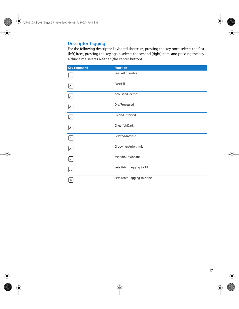 Descriptor tagging | Apple Loops Utility User Manual | Page 17 / 18