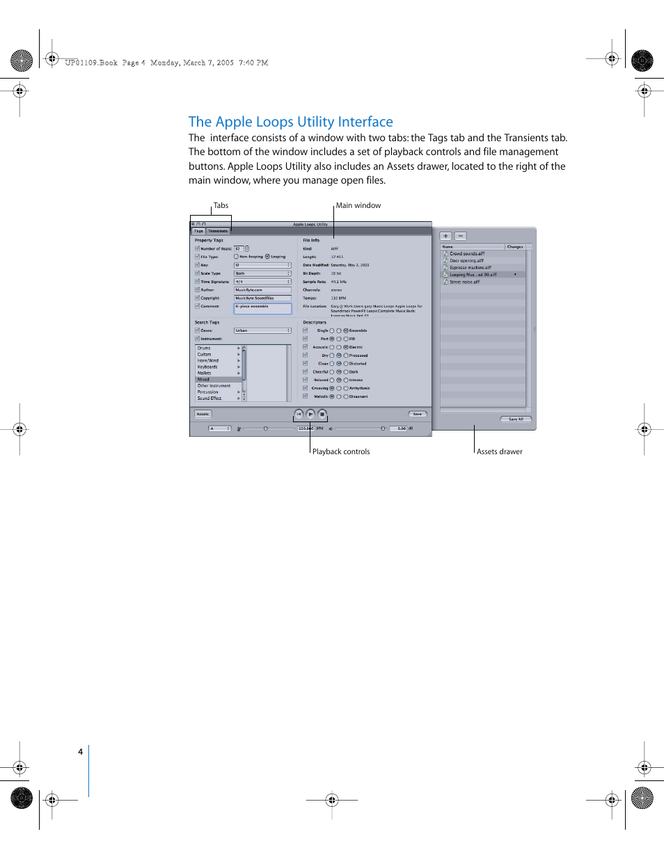 The apple loops utility interface | Apple Loops Utility User Manual | Page 4 / 18
