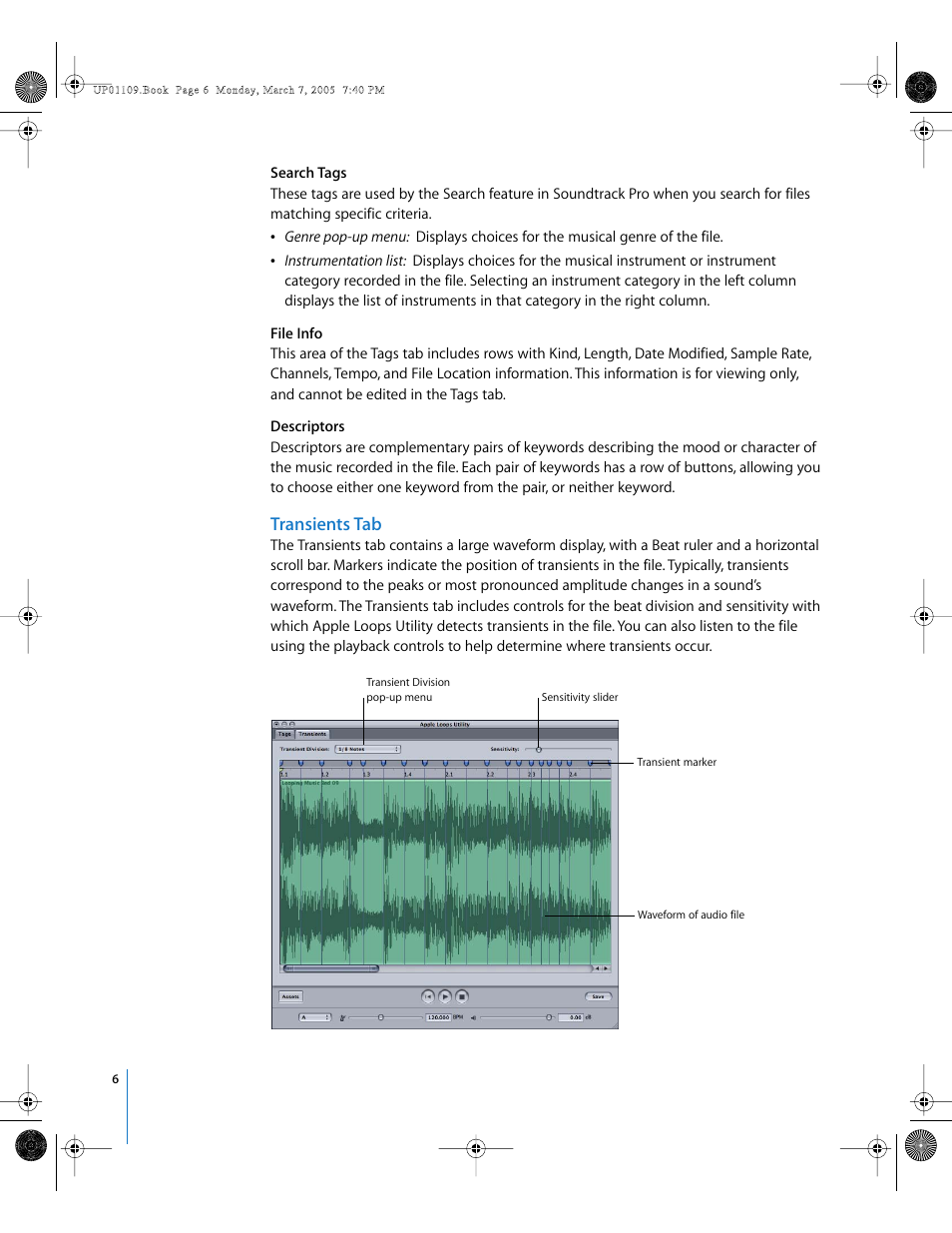 Transients tab | Apple Loops Utility User Manual | Page 6 / 18