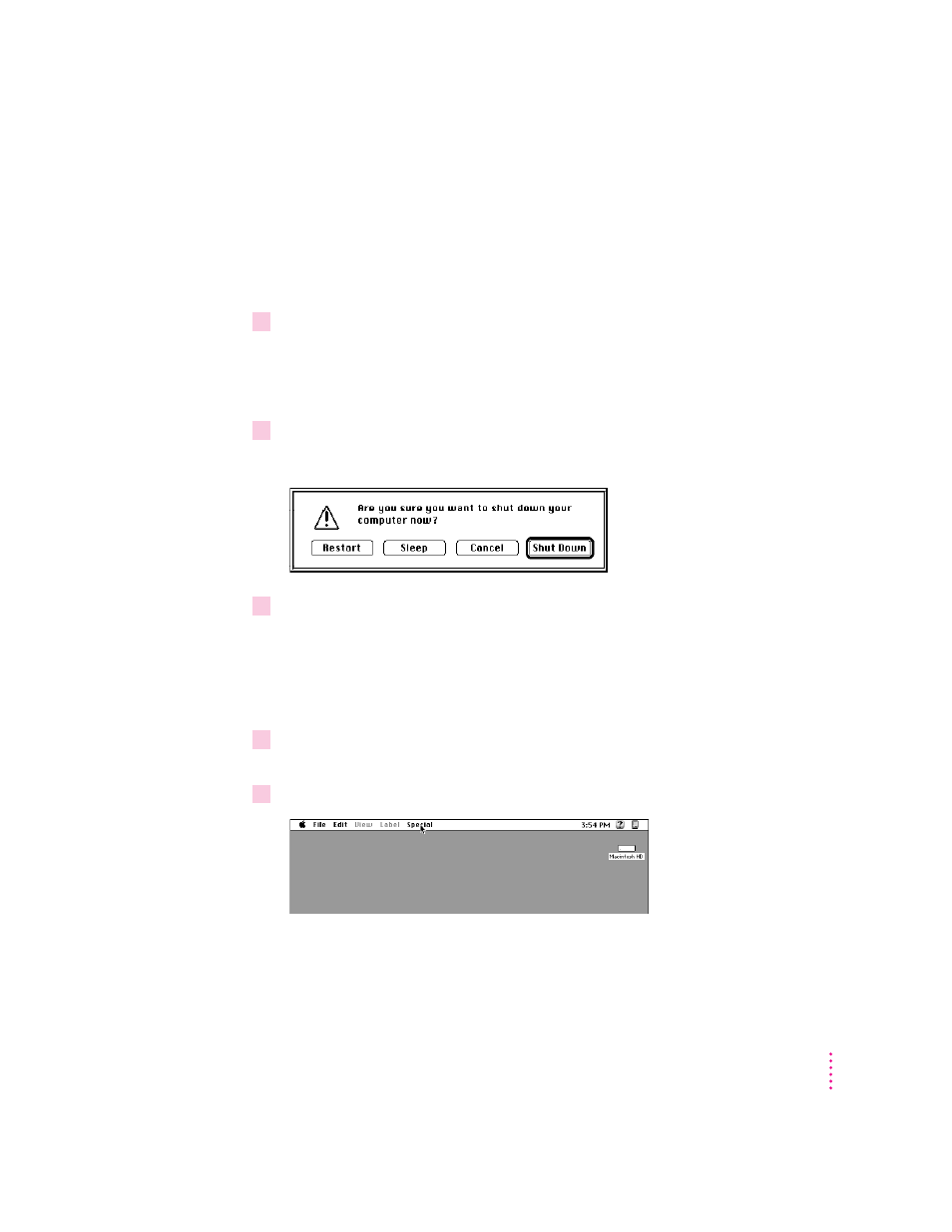 Turning the computer off, Using the power key, Using the shut down command | Apple Power Macintosh 7600/120 Series User Manual | Page 34 / 180