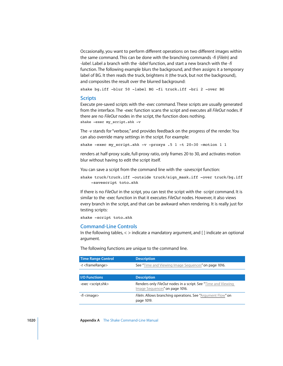 Scripts, Command-line controls | Apple Shake 4 User Manual | Page 1020 / 1054