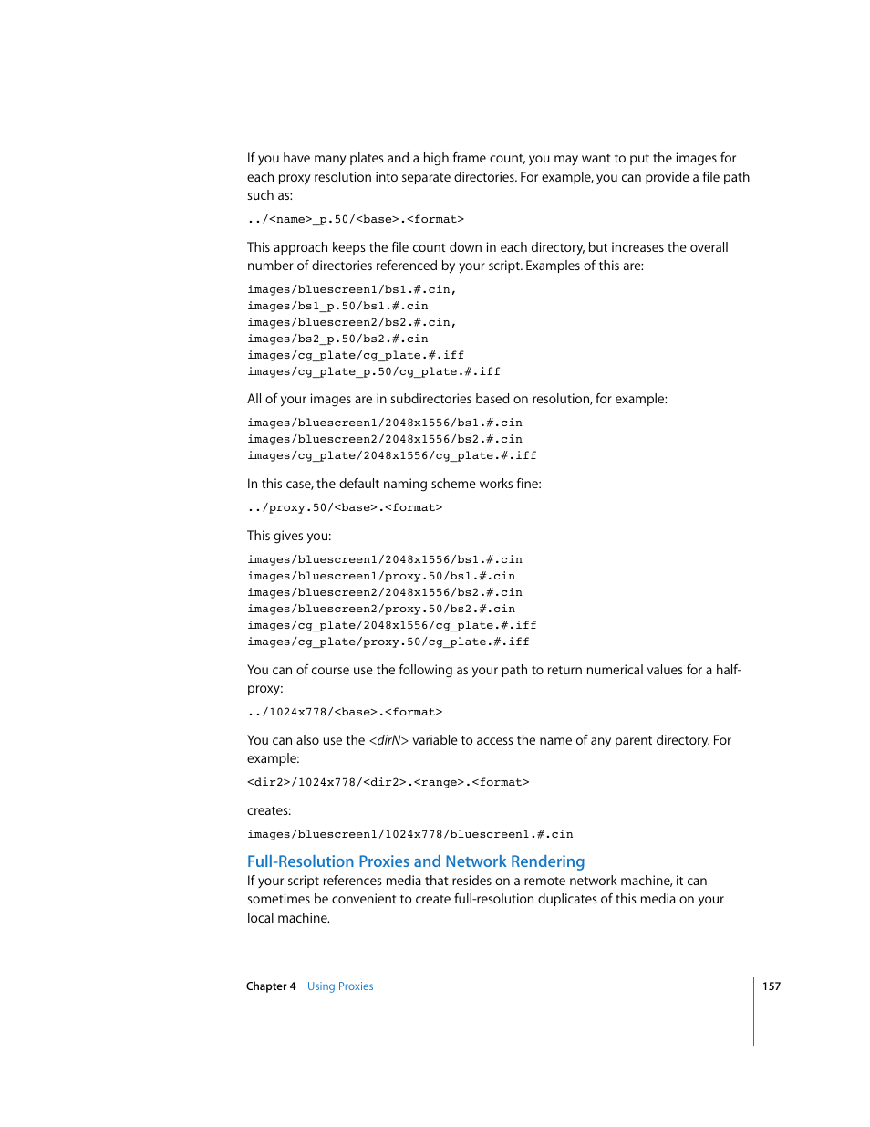 Full-resolution proxies and network rendering | Apple Shake 4 User Manual | Page 157 / 1054
