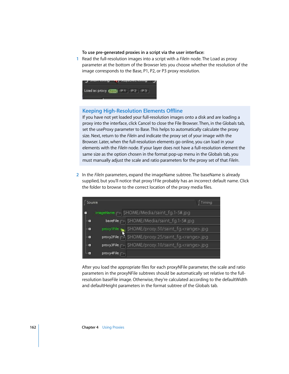 Keeping high-resolution elements offline | Apple Shake 4 User Manual | Page 162 / 1054