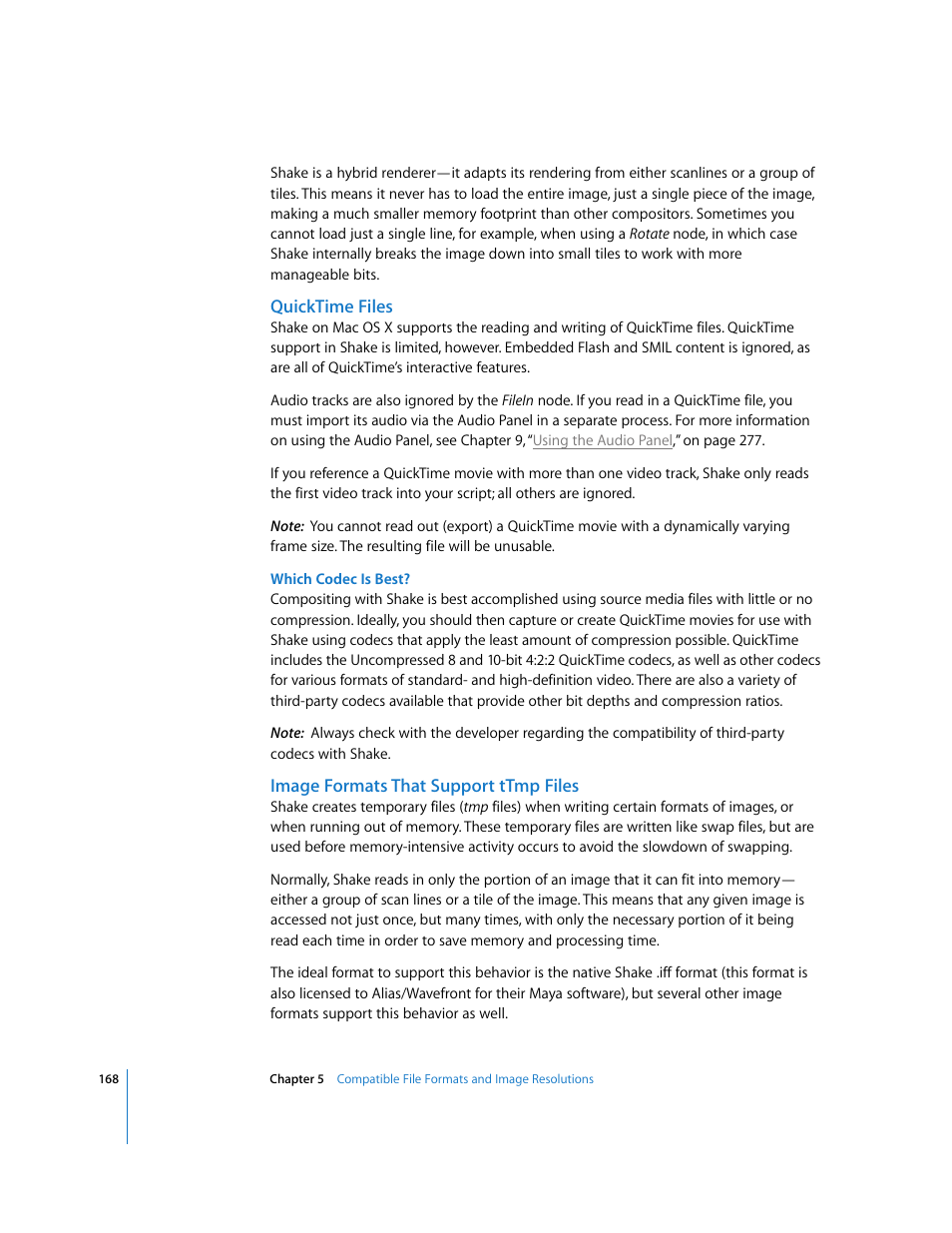 Quicktime files, Image formats that support ttmp files | Apple Shake 4 User Manual | Page 168 / 1054
