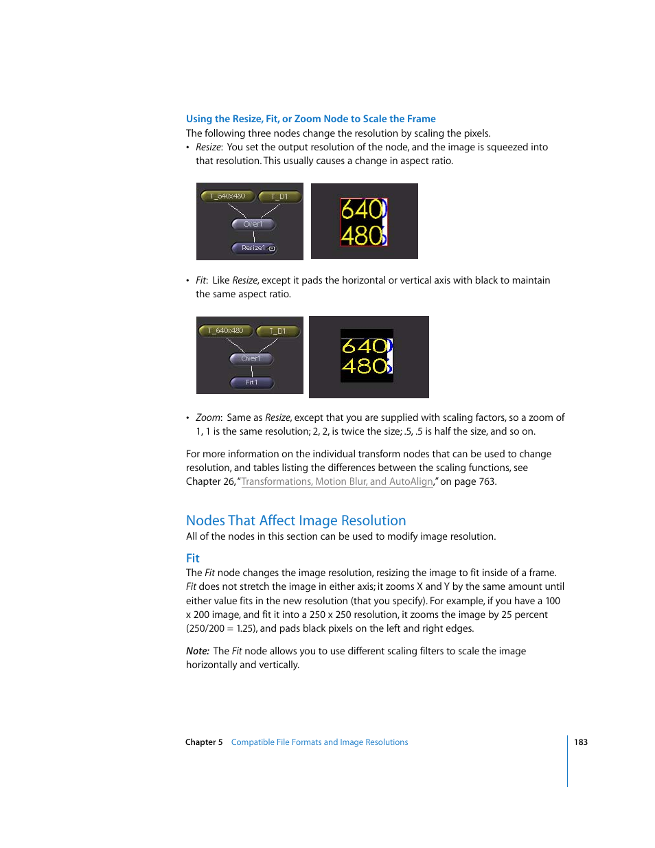 Nodes that affect image resolution | Apple Shake 4 User Manual | Page 183 / 1054