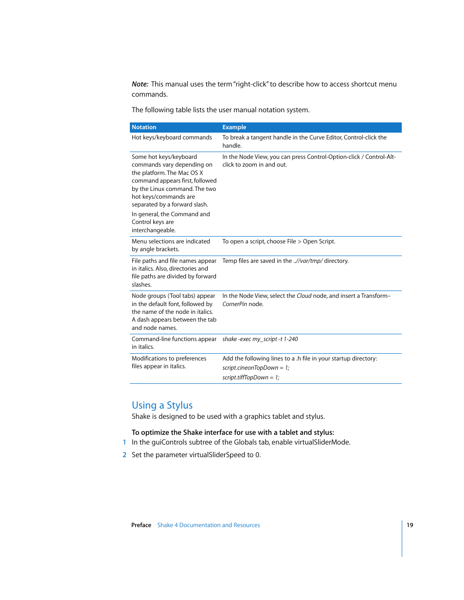 Using a stylus | Apple Shake 4 User Manual | Page 19 / 1054