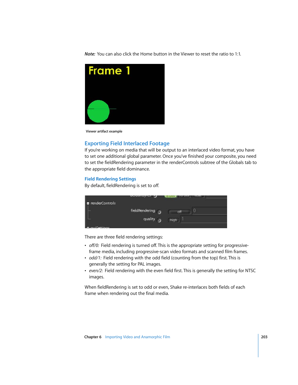Exporting field interlaced footage | Apple Shake 4 User Manual | Page 203 / 1054