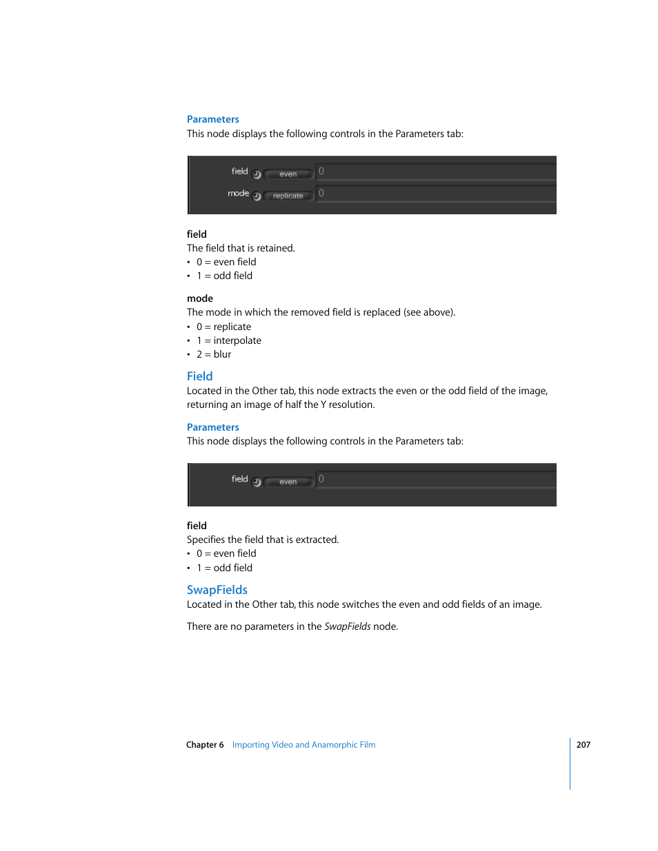 Field, Swapfields | Apple Shake 4 User Manual | Page 207 / 1054