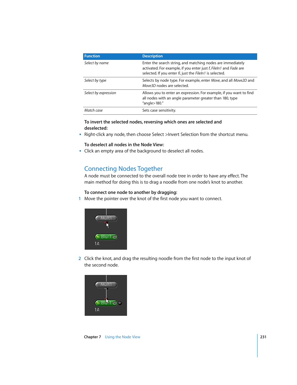 Connecting nodes together | Apple Shake 4 User Manual | Page 231 / 1054