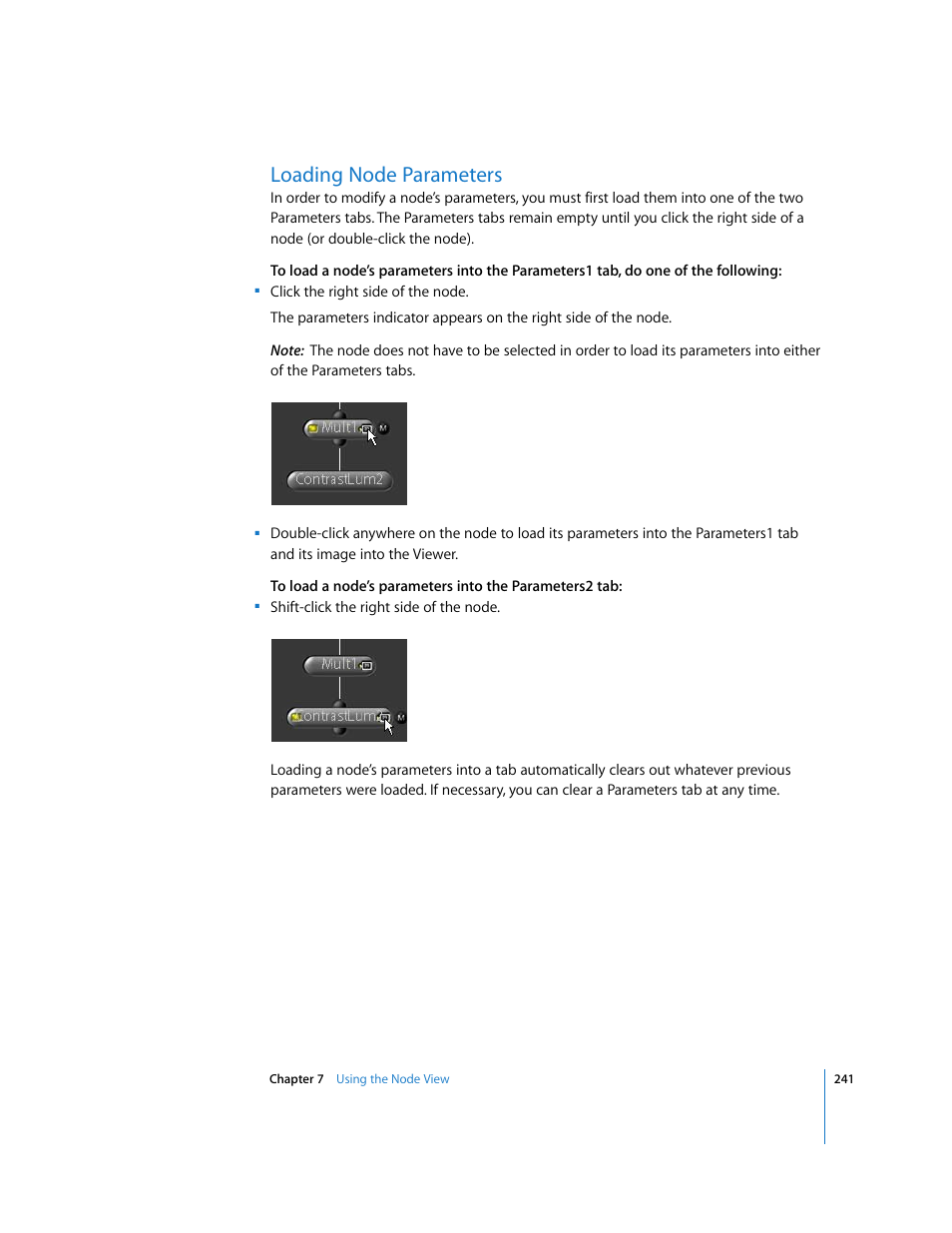 Loading node parameters | Apple Shake 4 User Manual | Page 241 / 1054