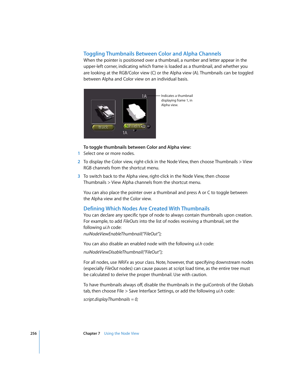 Defining which nodes are created with thumbnails | Apple Shake 4 User Manual | Page 256 / 1054