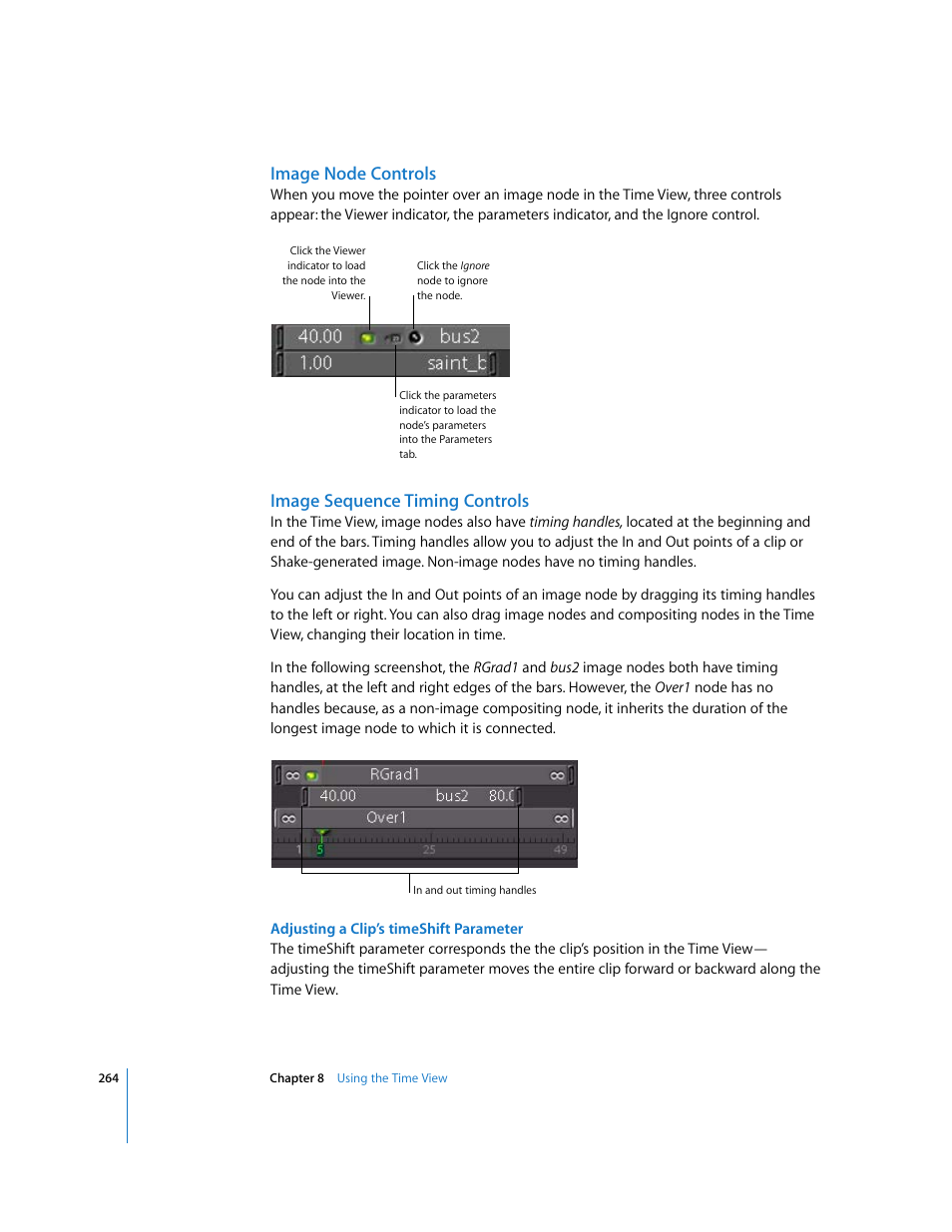 Image node controls, Image sequence timing controls | Apple Shake 4 User Manual | Page 264 / 1054