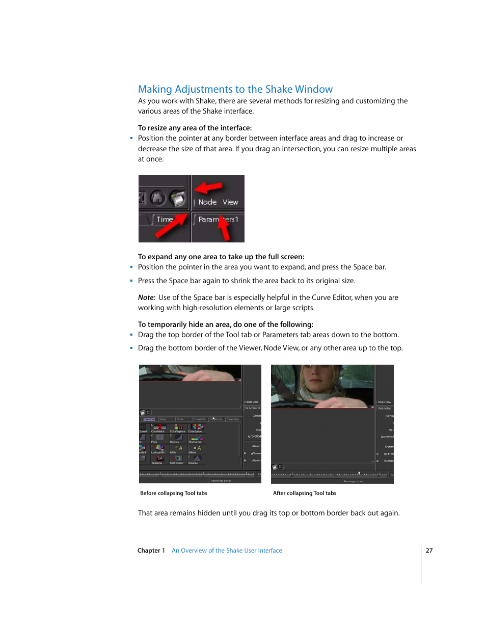 Making adjustments to the shake window | Apple Shake 4 User Manual | Page 27 / 1054